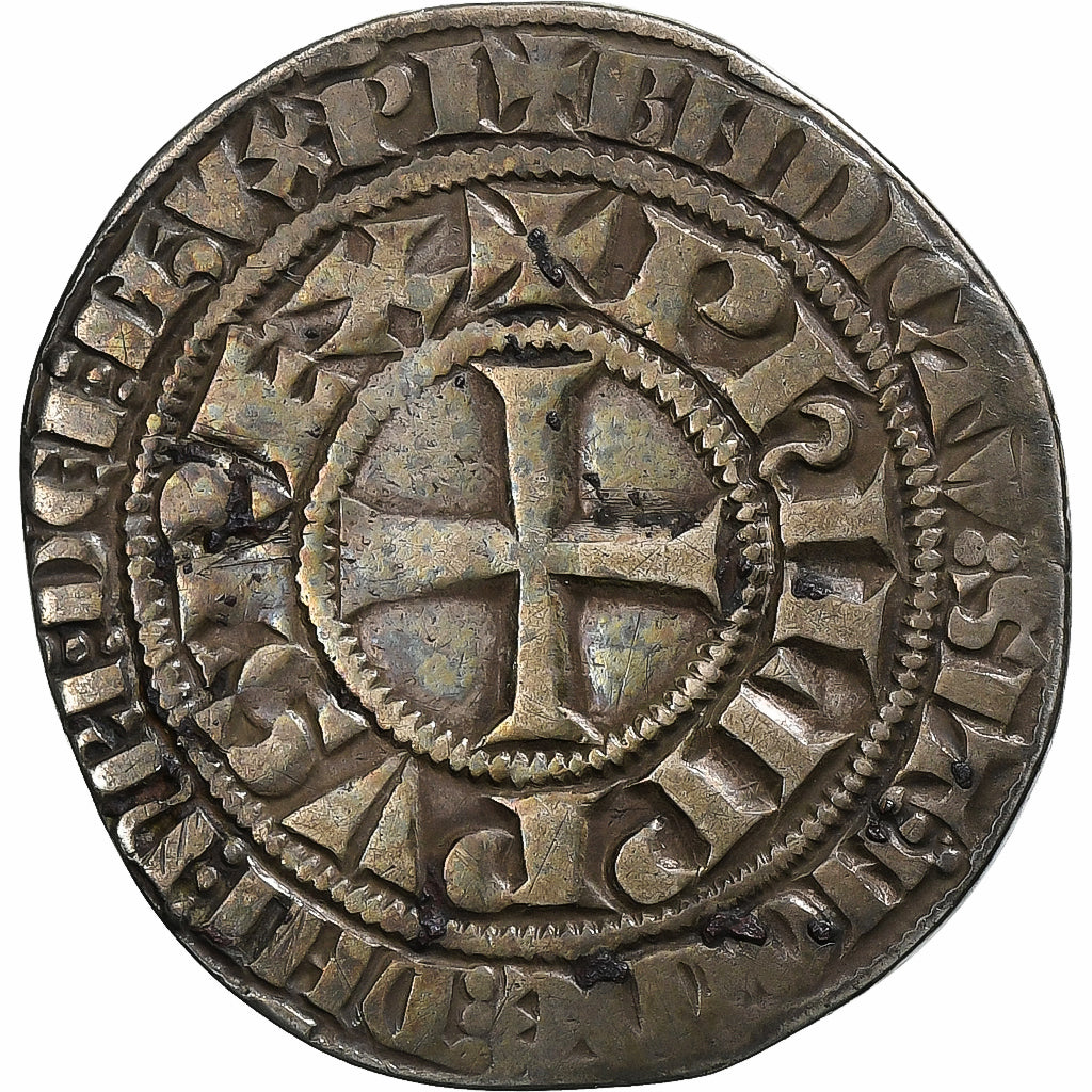 France, Philippe IV le Bel, Gros Tournois à l'O rond, 1285-1290, Silver