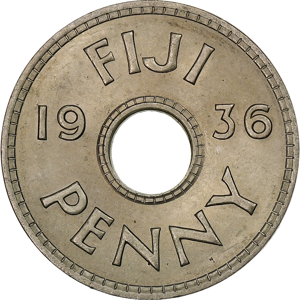Fiji, Edward VIII, Penny, 1936, London, Copper-nickel, MS(60-62), KM:6