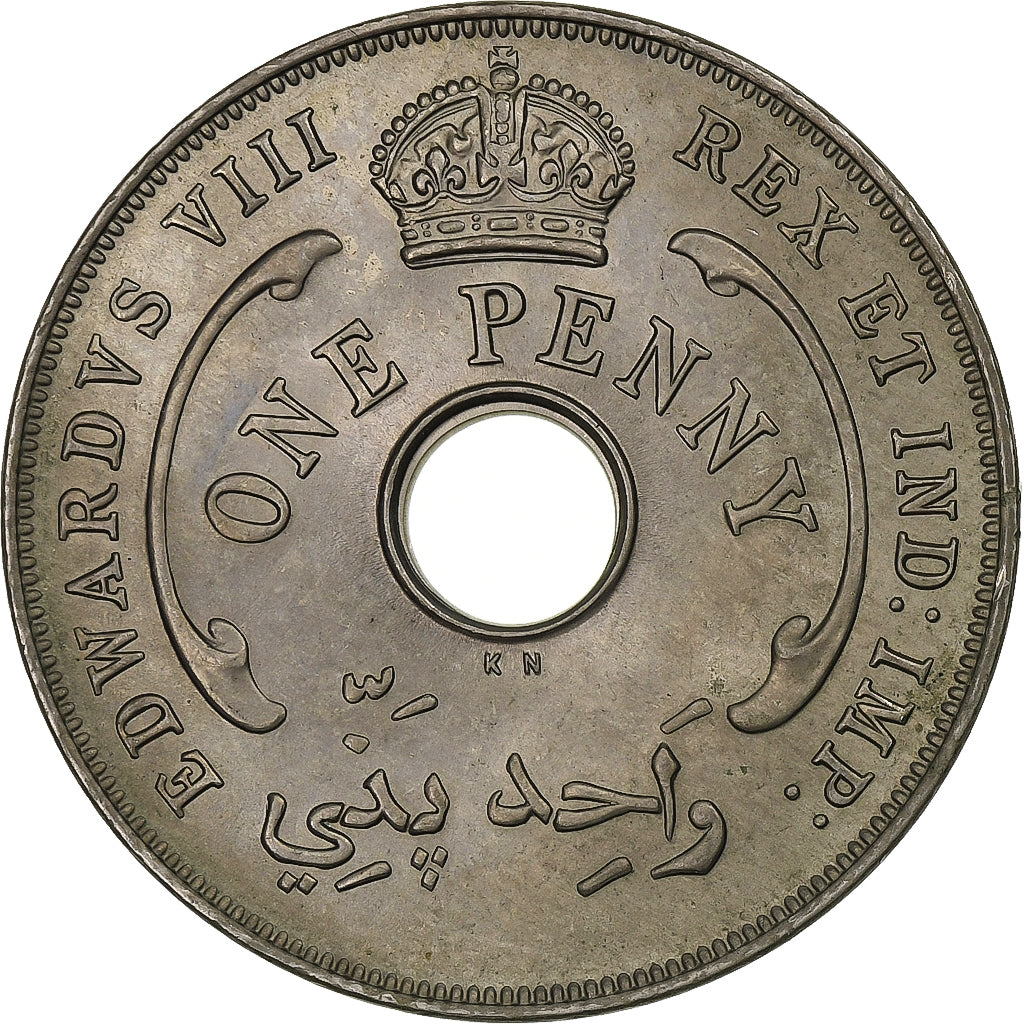 British West Africa, Edward VIII, Penny, 1936, Birmingham, Copper-nickel