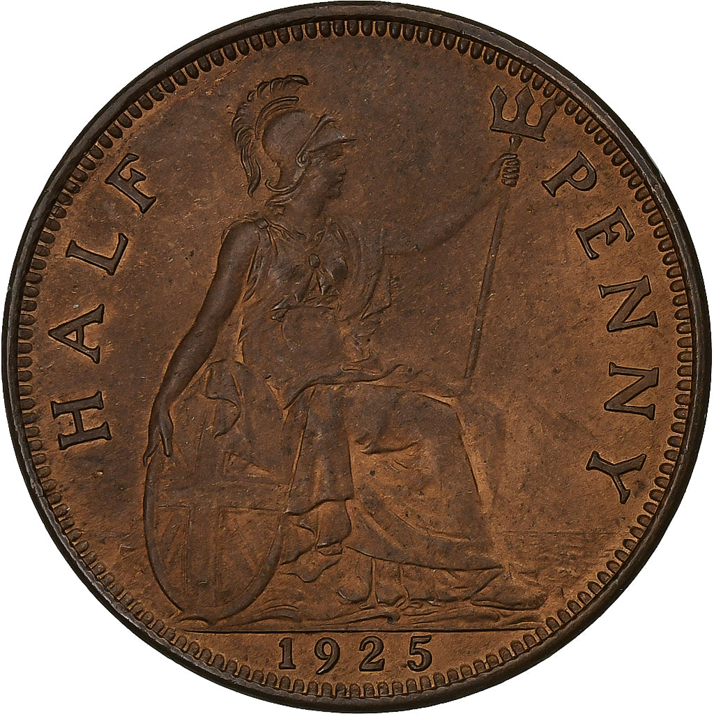 United Kingdom, George V, 1/2 Penny, 1925, London, Bronze, AU(50-53)