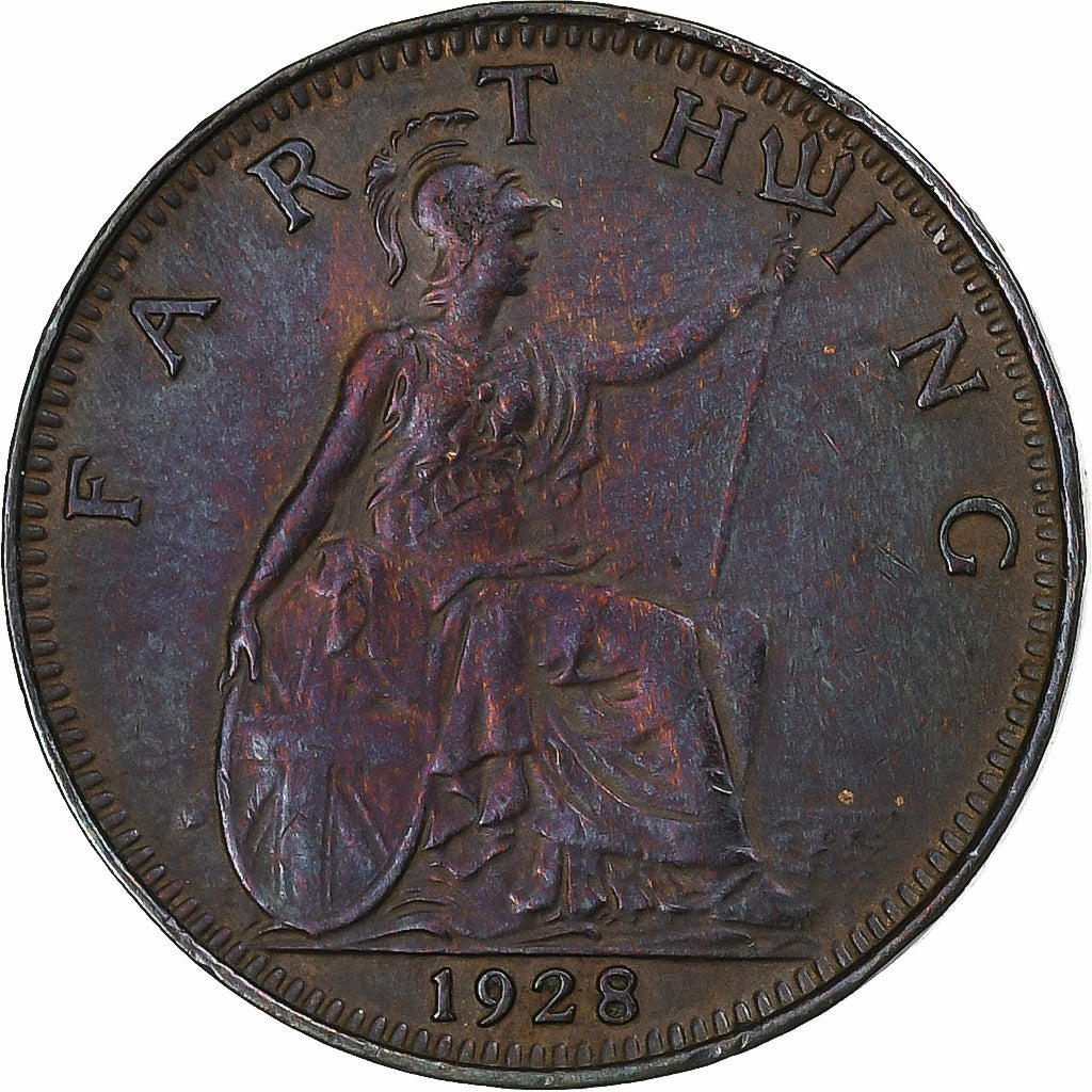 United Kingdom, George V, Farthing, 1928, London, Bronze, AU(55-58), Spink:4061