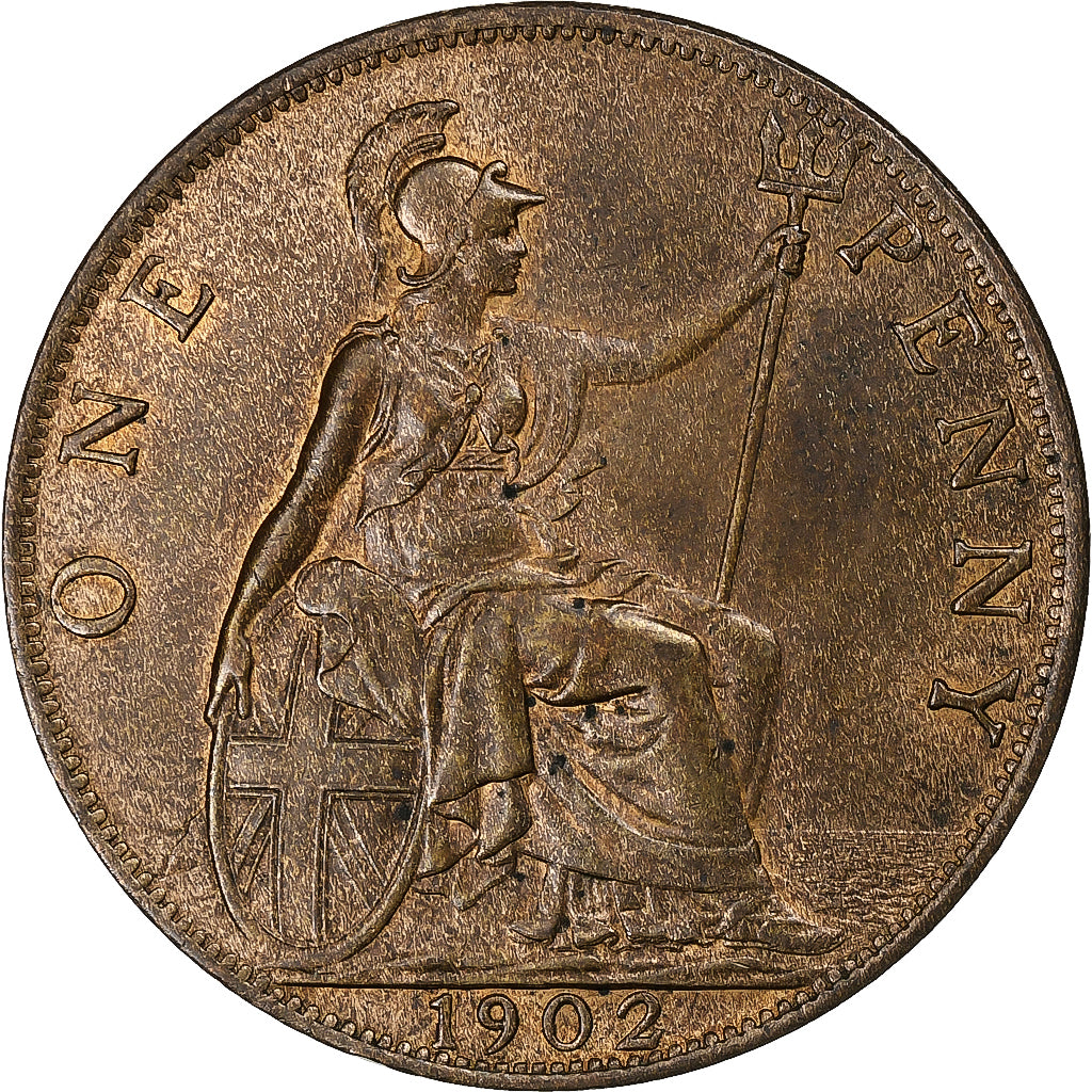 Reino Unido, Edward VII, Penny, 1902, London, Bronce, EBC, Spink:3990, KM:794