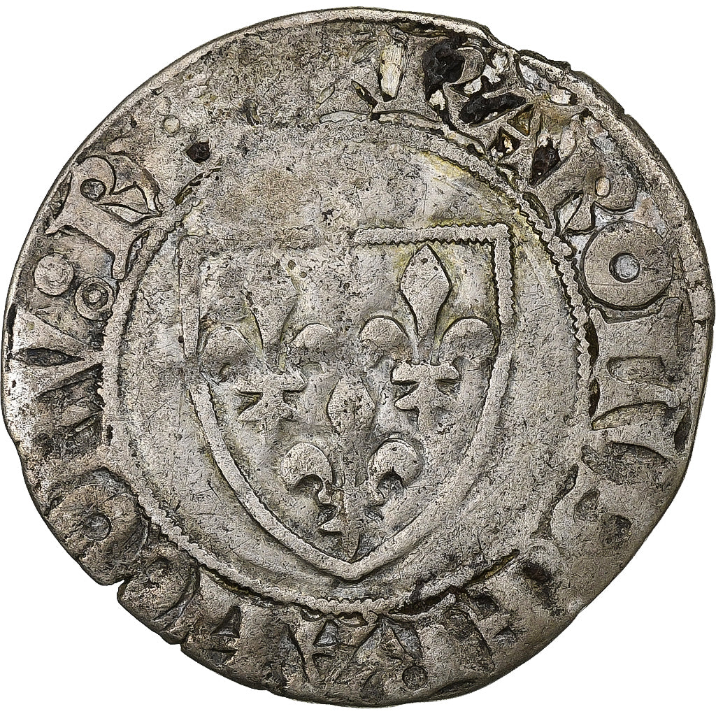 França, Charles VI, Blanc Guénar, 1389, Lingote, EF(40-45), Duplessy:377A