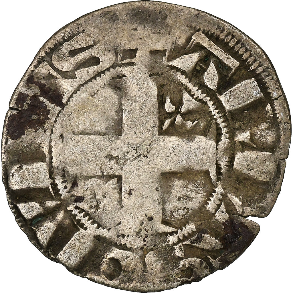 France, Philippe II Auguste, Denier Parisis, 1180-1223, Arras, Billon