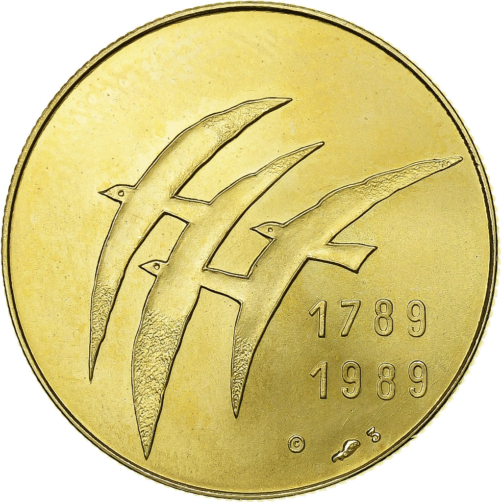 França, medalha, Serment du Jeu de Paume, 1989, Monnaie de Paris, Dourado