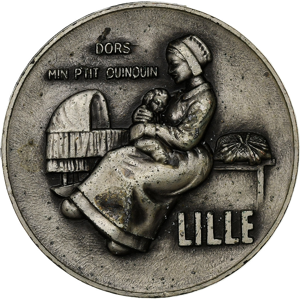 Frankrijk, Medaille, Alexandre Desrousseaux, P'tit Quinquin, Lille, Silvered