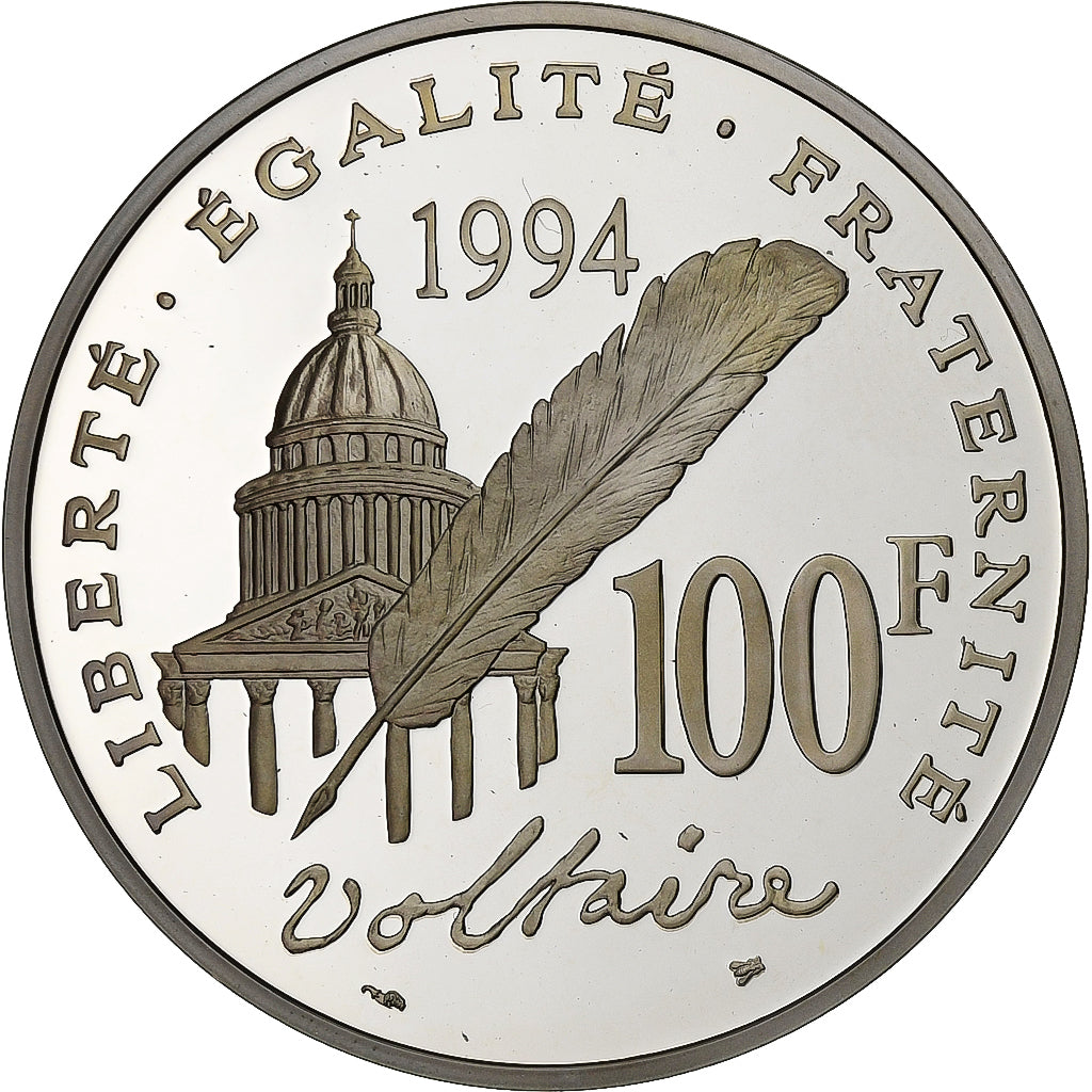 Francia, 100 Francs, Voltaire, 1994, Monnaie de Paris, FS, Argento, FDC
