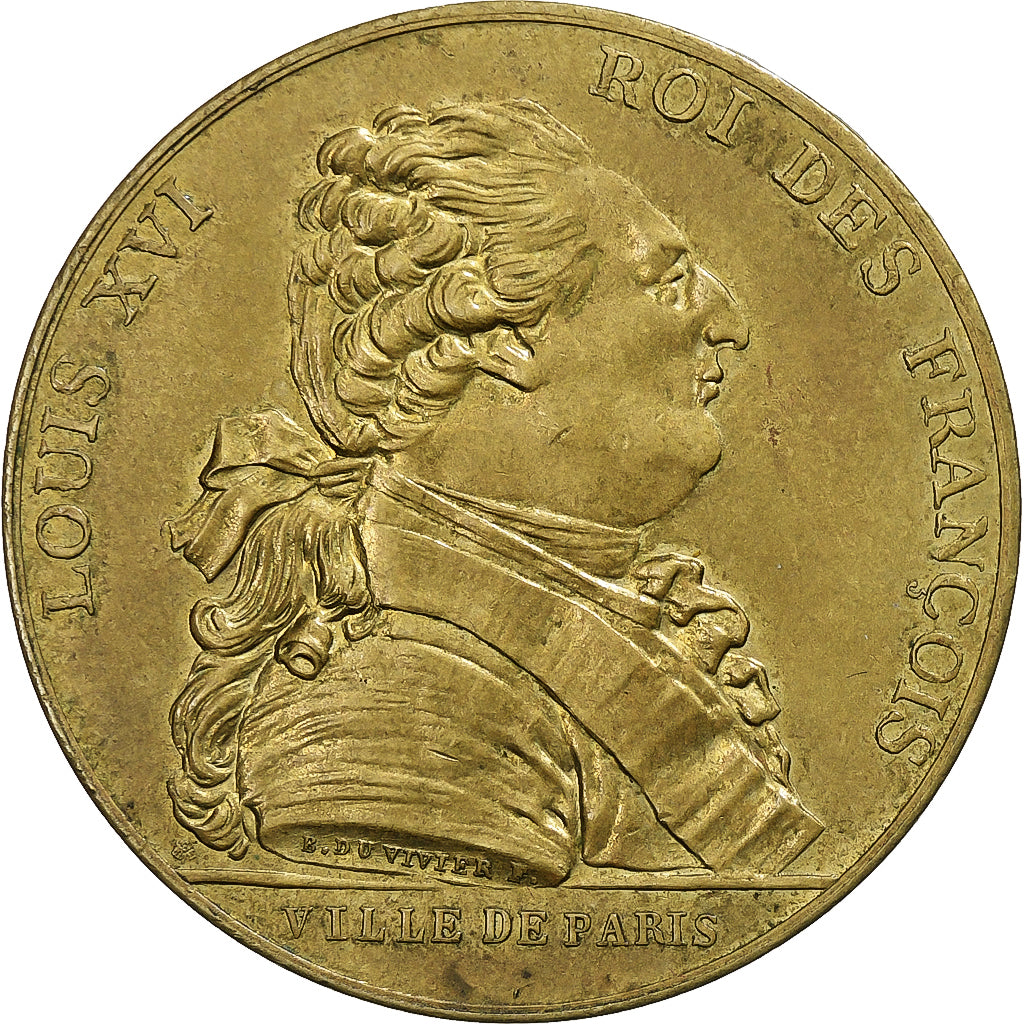 França, medalha, Luís XVI, Ville de Paris, 1789, Latão, Duvivier, Nova