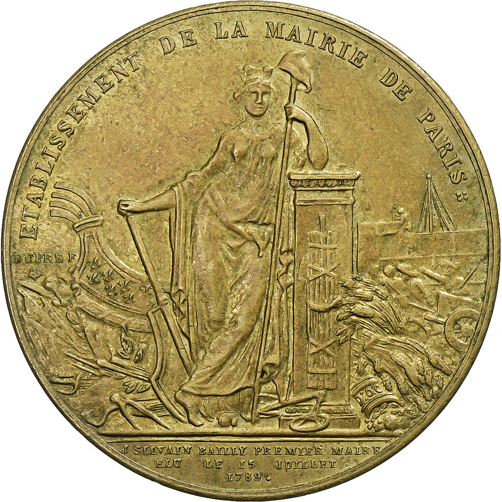 França, medalha, Luís XVI, Ville de Paris, 1789, Latão, Duvivier, Nova