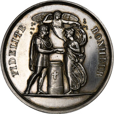 França, Médaille de mariage, Mariage, Fidélité Bonheur, Prata, AU(55-58)