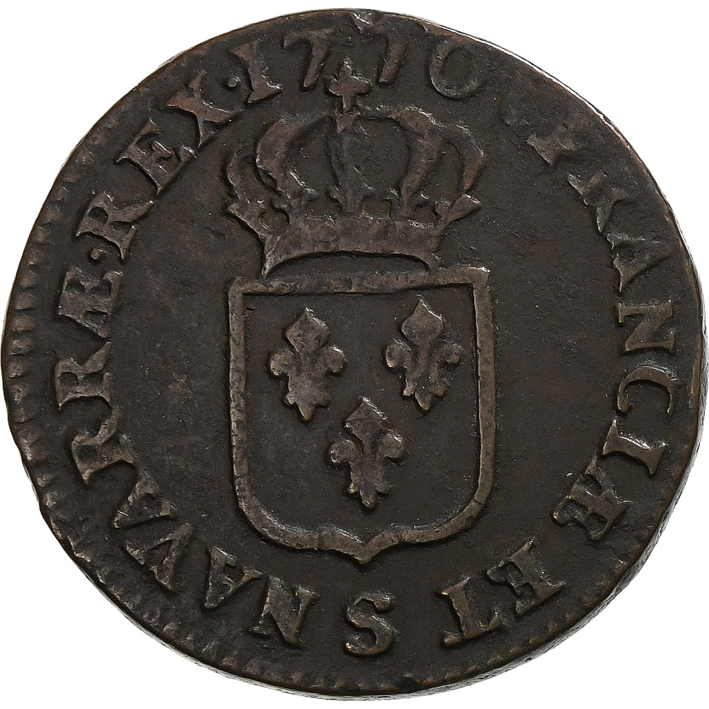 France, Louis XVI, Sol à la vieille tête, 1770, Reims, Copper, VF(30-35)