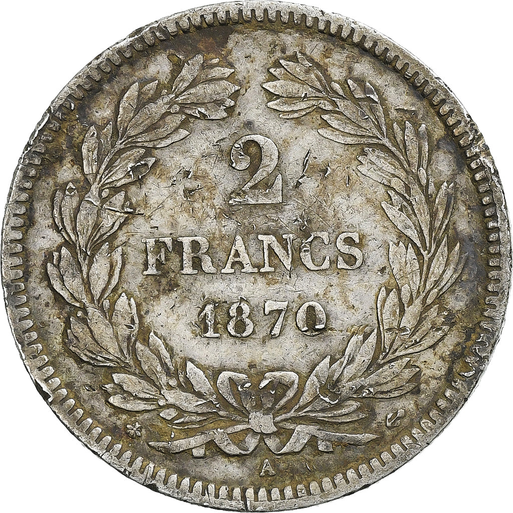 France, 2 Francs, Cérès, 1870, Paris, Argent, TB+, Gadoury:530
