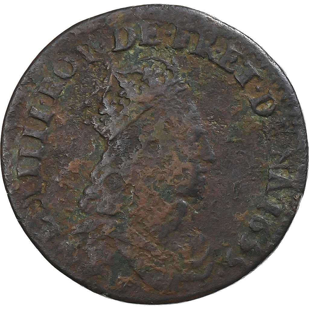 Francia, Louis XIV, Liard, 1655, Vimy, Rame, B+, Gadoury:80