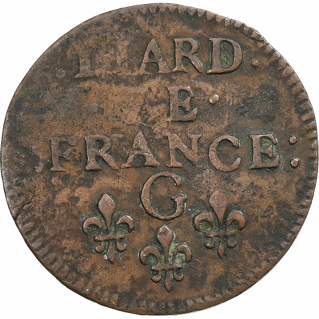 France, Louis XIV, Liard, 1657, Lusignan, Copper, VF(30-35), Gadoury:80
