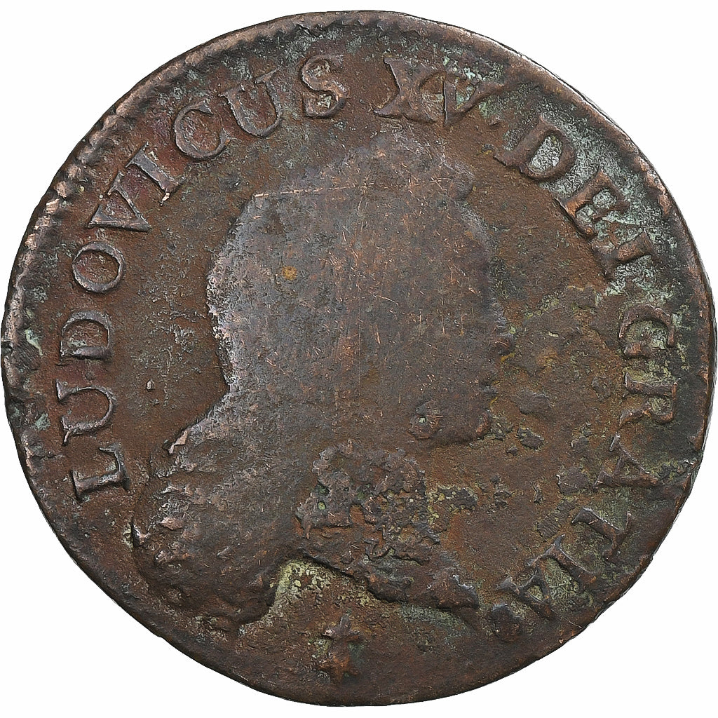 Francja, Louis XV, 1/2 Sol au buste enfantin, 1720, Reims, Miedź, F(12-15)