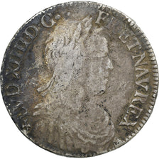 Francia, Louis XIV, 1/2 Écu à la mèche longue, 1654, Nantes, Argento, B+