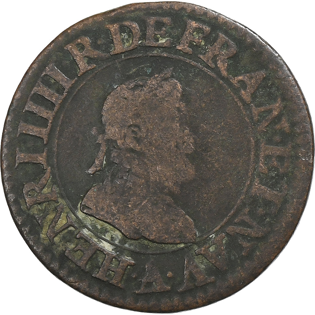 Francja, Henri IV, Double Tournois, 1608, Paris, Miedź, F(12-15), Gadoury:538