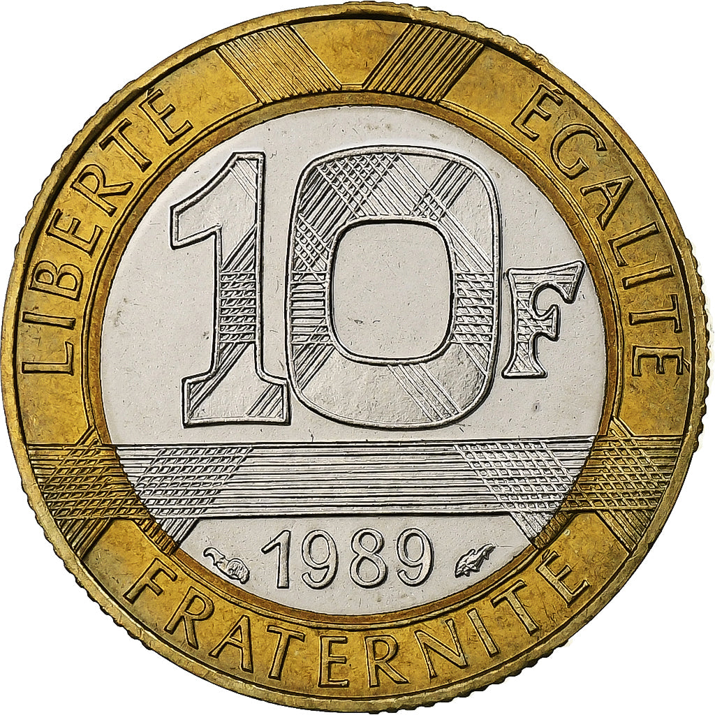 France, 10 Francs, Génie, 1989, Monnaie de Paris, BU, Bi-Metallic, MS(65-70)