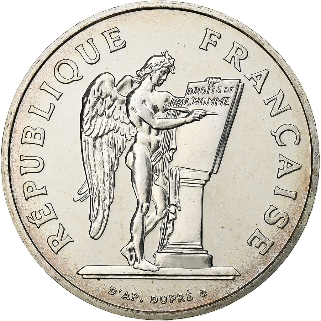 Francia, 100 Francs, Droits de l'Homme, 1989, Monnaie de Paris, BU, Argento