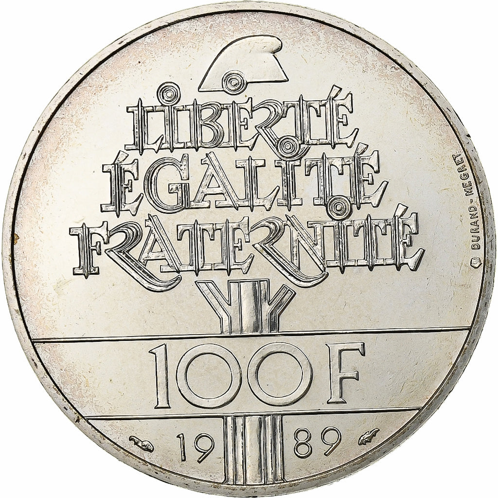 Francia, 100 Francs, Droits de l'Homme, 1989, Monnaie de Paris, BU, Argento