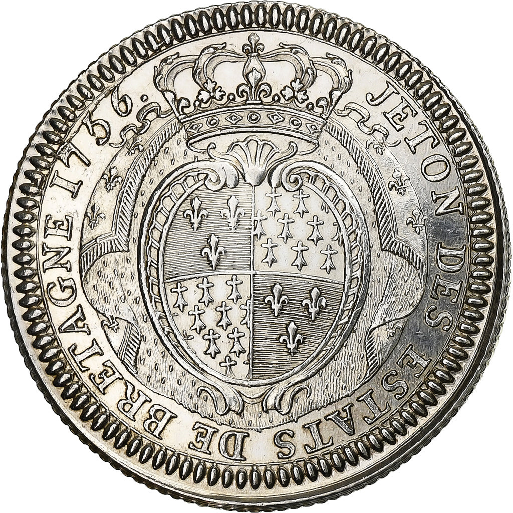 France, Token, Louis XV, Etats de Bretagne, 1756, Silver, Duvivier, Restrike