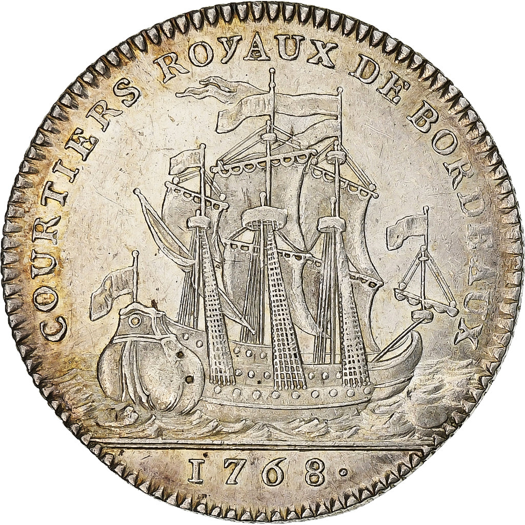 Francia, ficha, Louis XV, Courtiers royaux de Bordeaux, 1768, Argento, Restrike