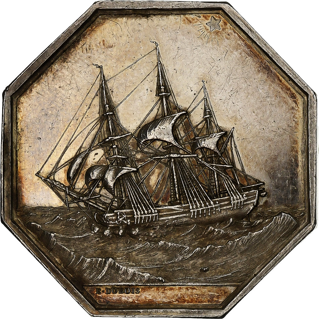 France, Token, Compagnie Bordelaise, Assurance Maritime, 1843, Silver, Dubois.E