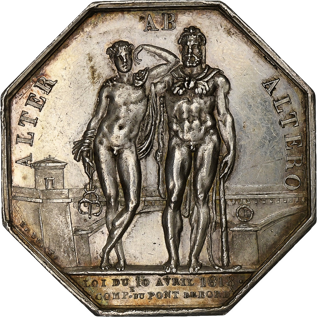France, Jeton, Louis XVIII, Compagnie du pont de Bordeaux, 1819, Argent, SUP