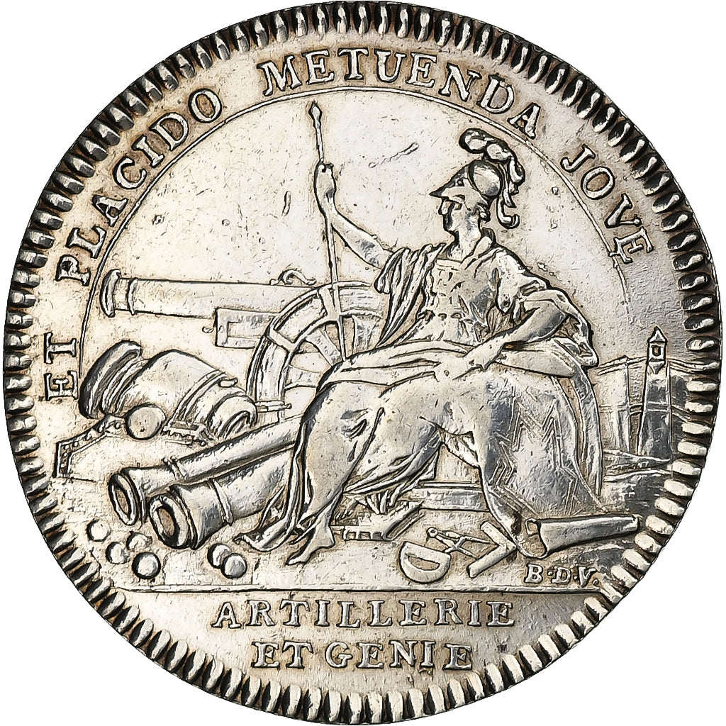 Francia, zeton, Louis XV, Artillerie et Génie, Plata, Restrike, MBC+