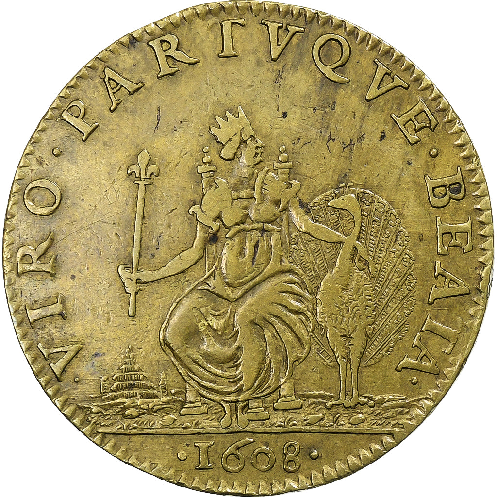 França, Token, Marie de Médicis, 1608, Latão, EF(40-45)