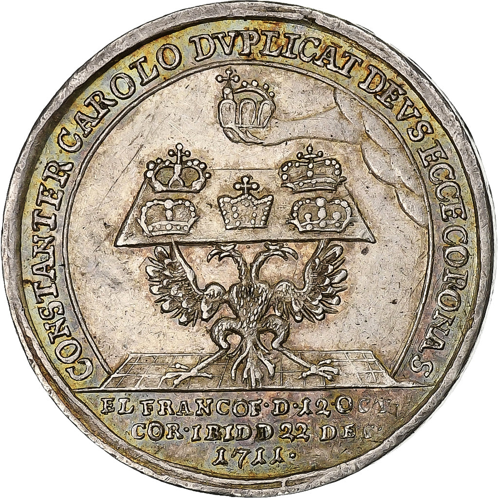Holy Roman Empire, Token, Charles VI, Coronation, 1711, Silver, AU(55-58)