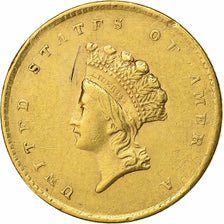 United States, Dollar, Small Indian Head, 1855, Philadelphia, Gold, VF(30-35)