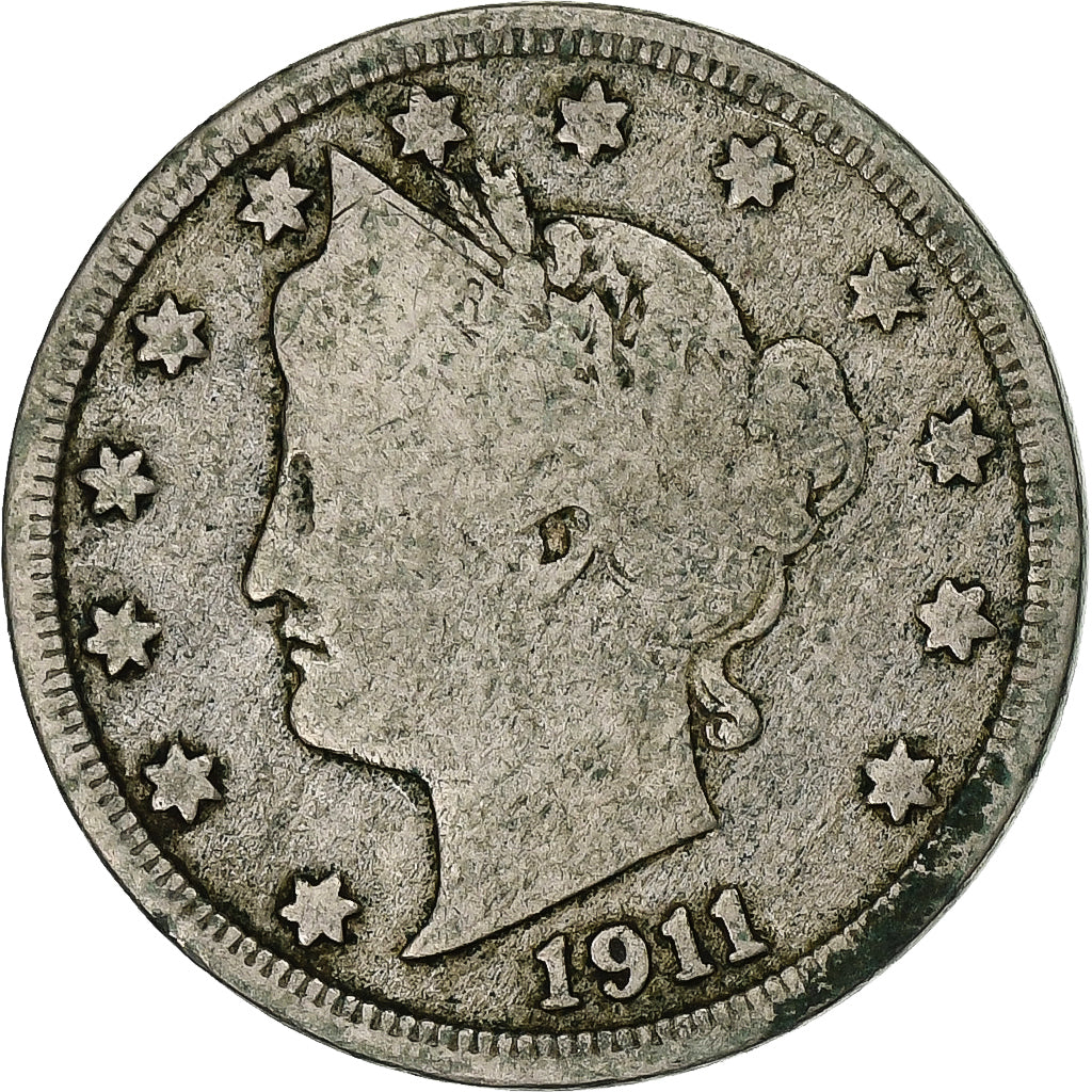 USA, 5 Cents, Liberty, 1911, Philadelphia, Nikiel, F(12-15), KM:112