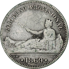 Spain, Peseta, 1869, Madrid, Provisional Government, Silver, VF(20-25), KM:652