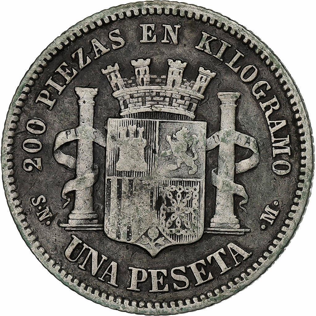 Spain, Peseta, 1869, Madrid, Provisional Government, Silver, VF(20-25), KM:652