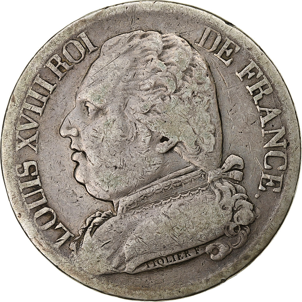 France, Louis XVIII, 5 Francs, 1814, Toulouse, Silver, VF(30-35), Gadoury:591