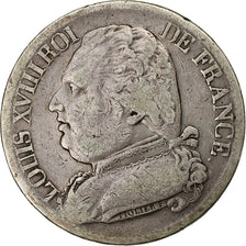 France, Louis XVIII, 5 Francs, 1814, Toulouse, Silver, VF(30-35), Gadoury:591