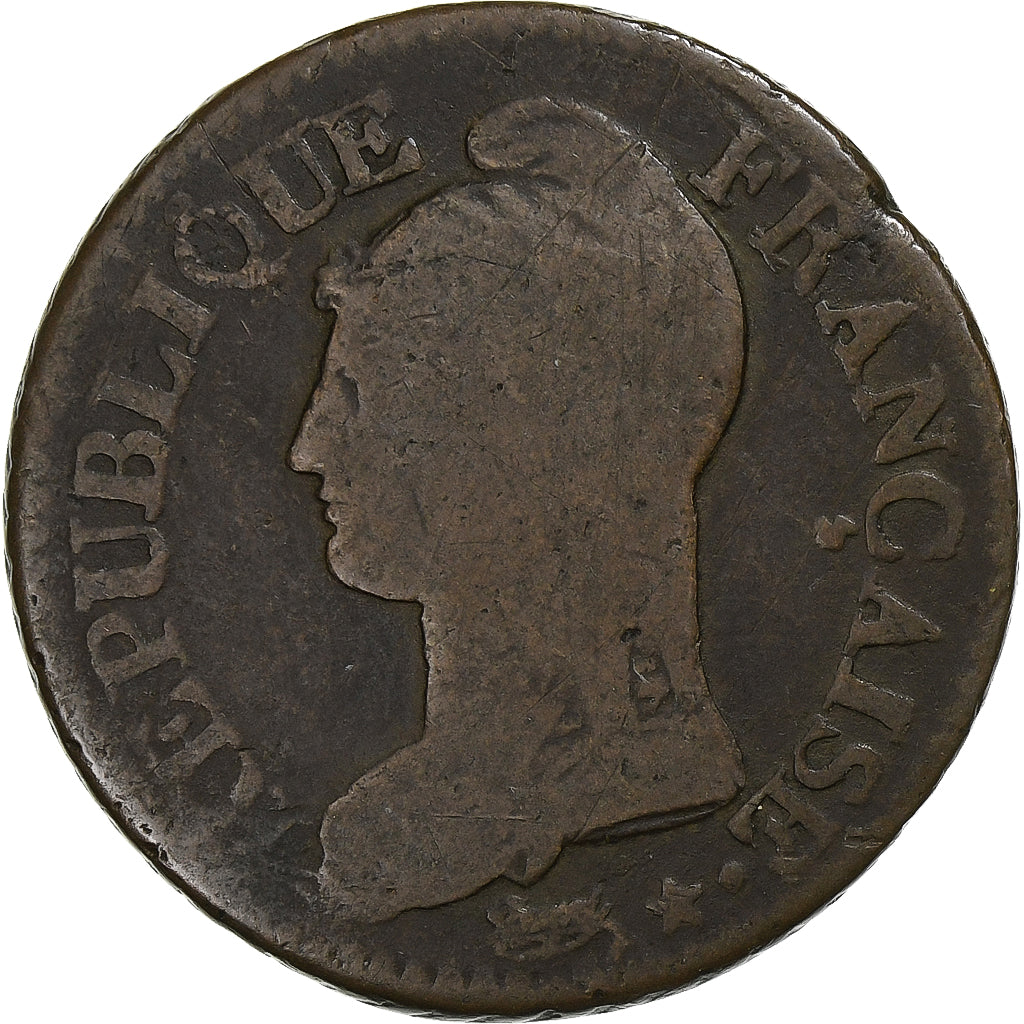 Francia, 5 Centimes, Dupré, AN 7/5, Lille, Rame, B+, Gadoury:126, KM:640