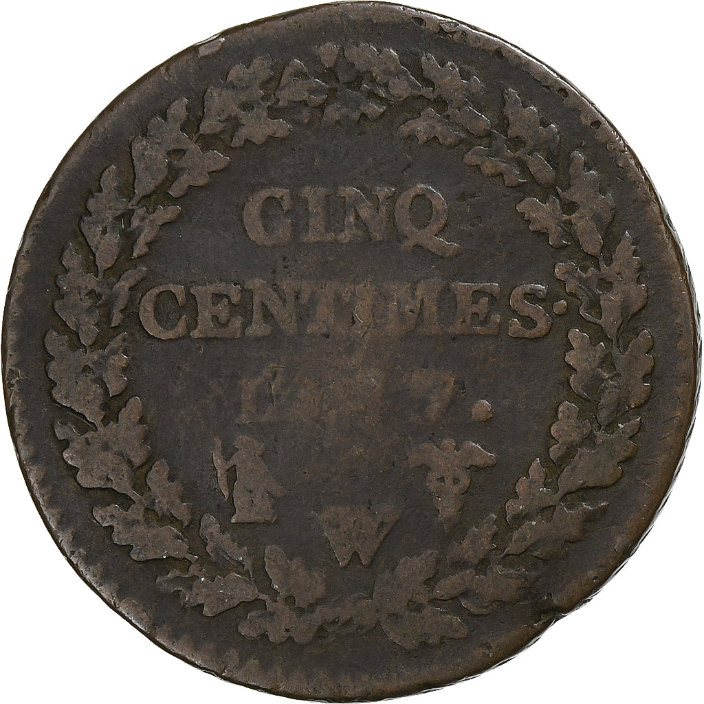 Francia, 5 Centimes, Dupré, AN 7/5, Lille, Rame, B+, Gadoury:126, KM:640