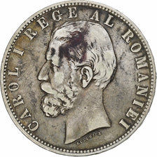 Romania, Carol I, 5 Lei, 1883, Bucharest, Silver, VF(30-35), KM:17.1