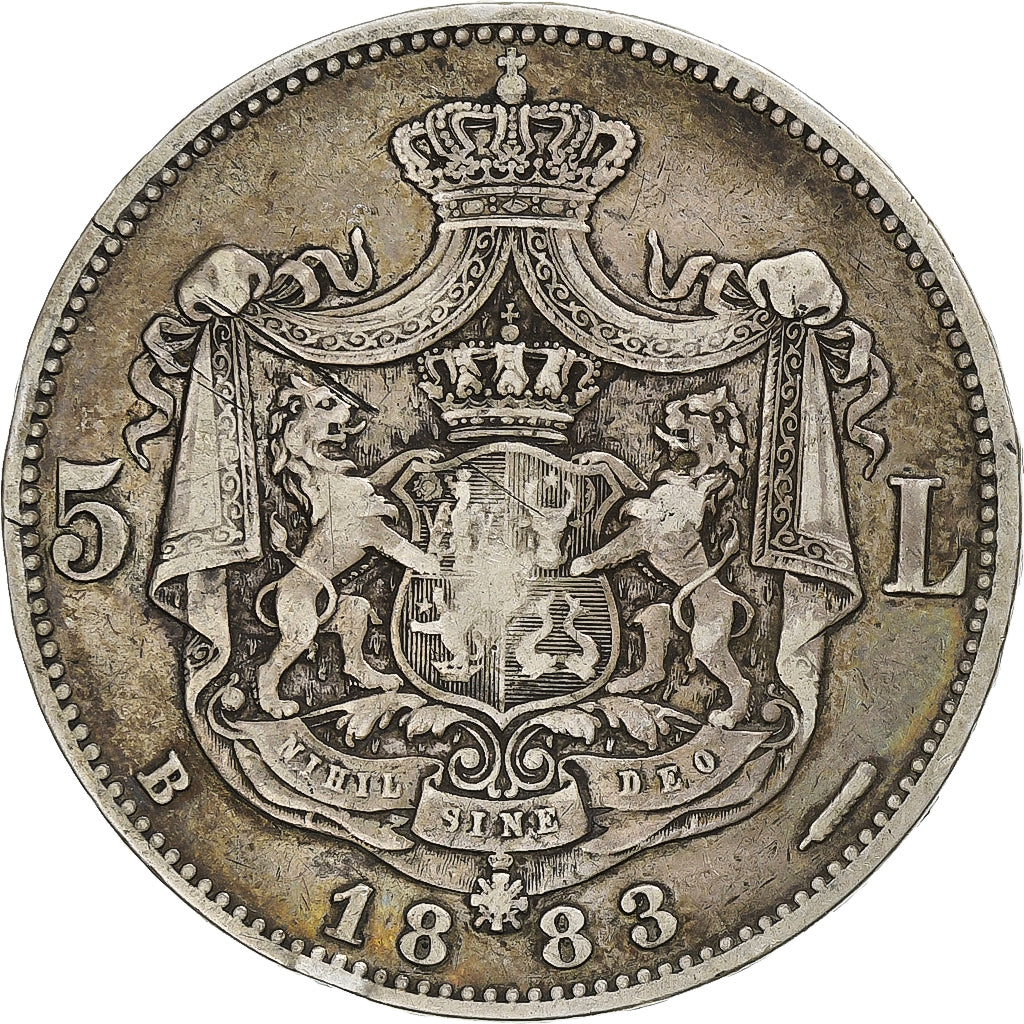 Romania, Carol I, 5 Lei, 1883, Bucharest, Silver, VF(30-35), KM:17.1