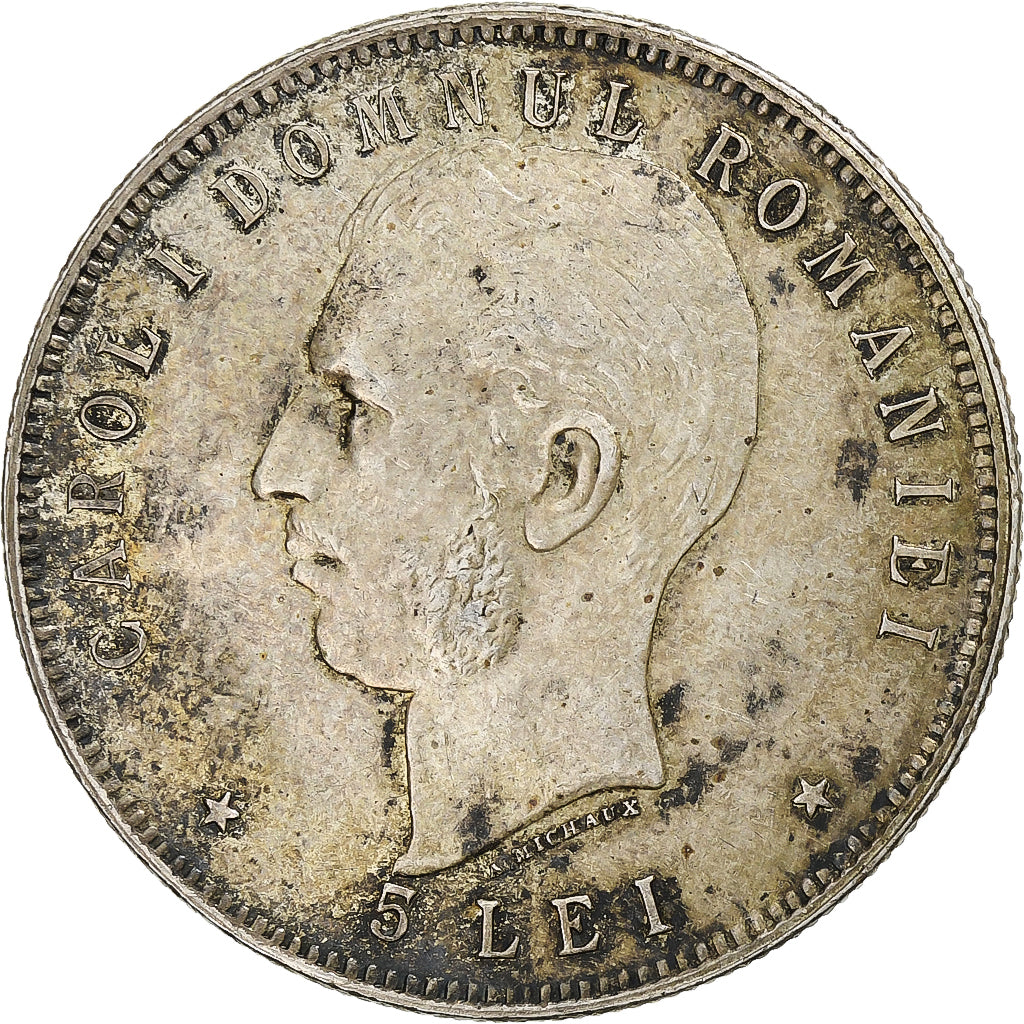 Roemenië, Carol I, 5 Lei, 1906, Brussels, Zilver, ZF, KM:35