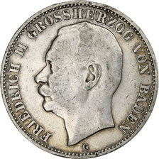 Grand-duché de Bade, Friedrich II, 3 Mark, 1908, Karlsruhe, Argent, TB+, KM:280