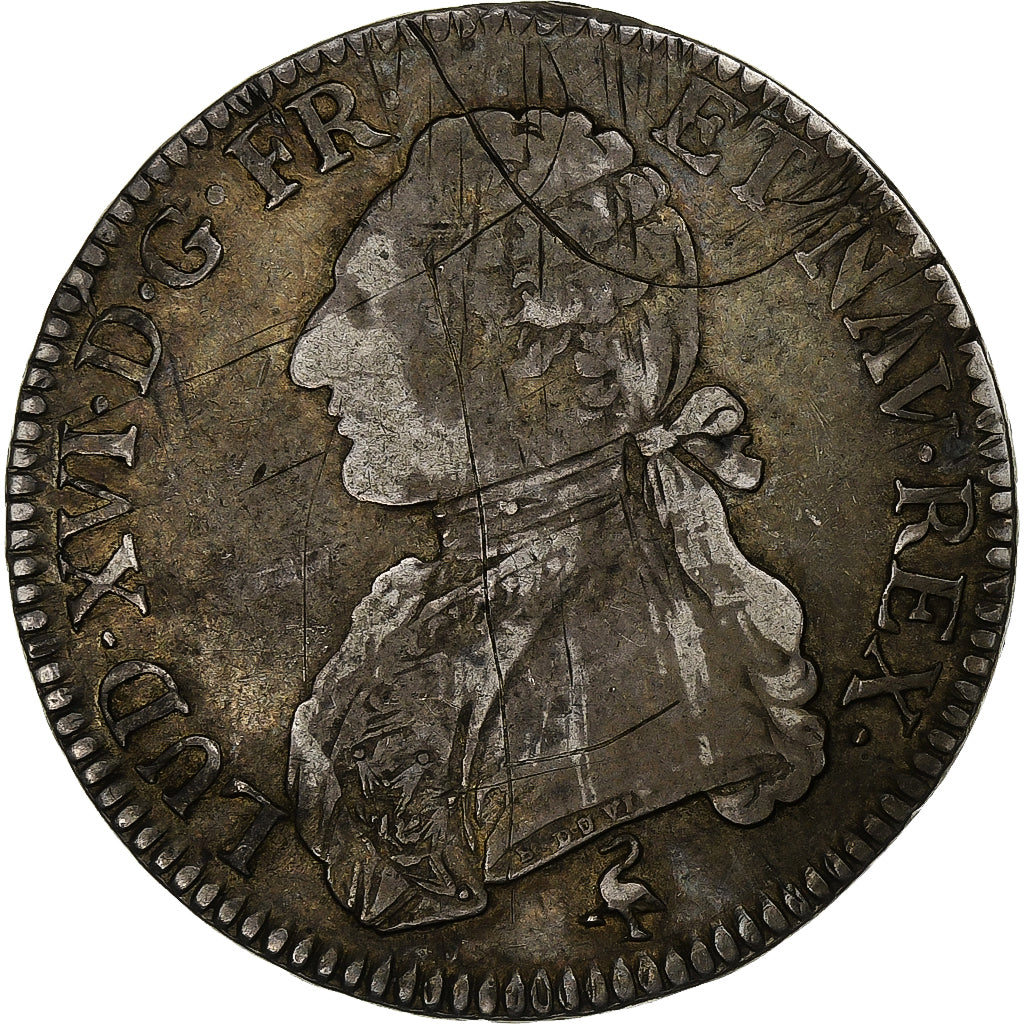 France, Louis XVI, Ecu aux branches d'olivier, 1790, Paris, Silver, VF(20-25)