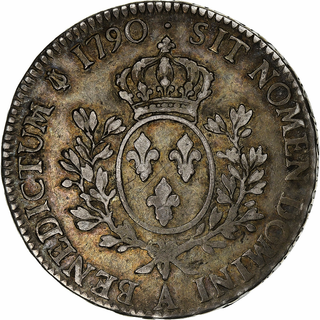 France, Louis XVI, Ecu aux branches d'olivier, 1790, Paris, Silver, VF(20-25)