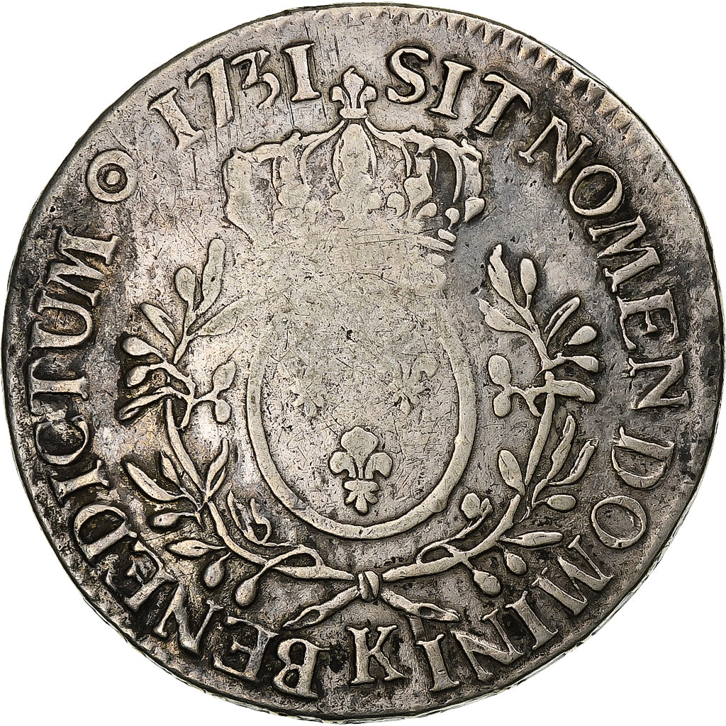 France, Louis XV, Ecu aux branches d'olivier, 1731, Bordeaux, Silver, VF(30-35)