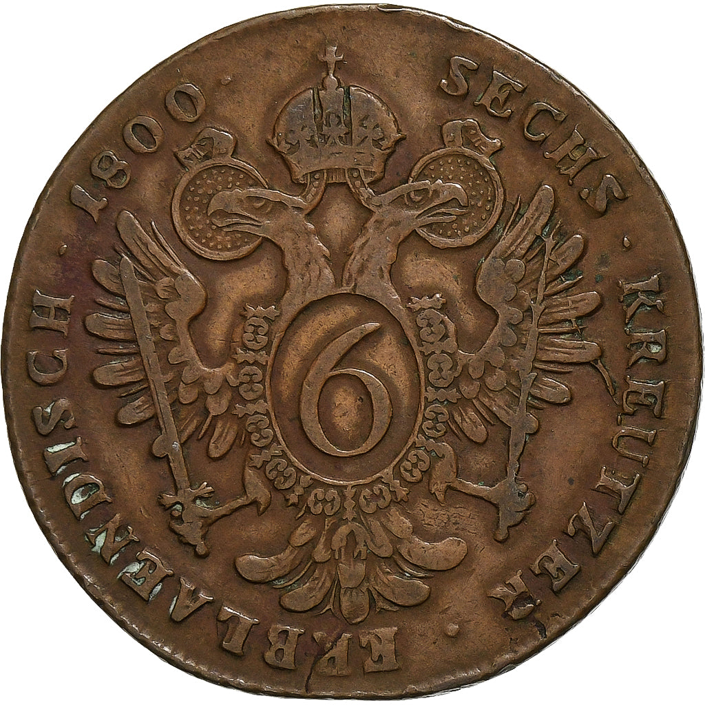Áustria, Franz II, 6 Kreuzer, 1800, Kremnica, Cobre, VF(30-35), KM:2128