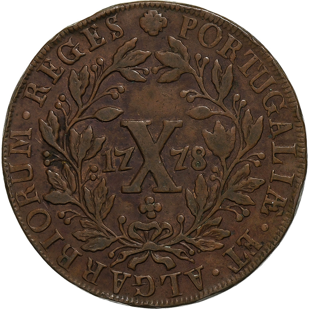 Portugal, Maria I and Pedro III, 10 Reis, 1778, Lisbon, Miedź, EF(40-45)
