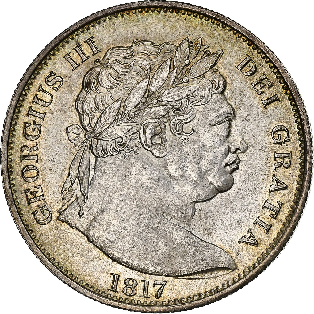 United Kingdom, George III, 1/2 Crown, 1817, London, Silver, MS(63), Spink:3788