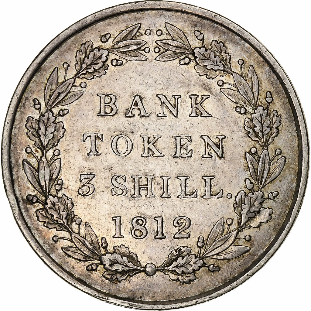 Reino Unido, George III, 3 Shillings token, 1812, Bank of England, Prata